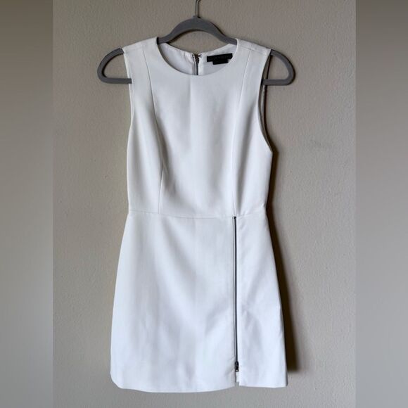 Alice + Olivia Julie Mini White Dress Zip Detail Size 2 - Picture 5 of 8
